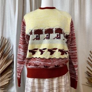 Cream crewneck pullover knit sweater